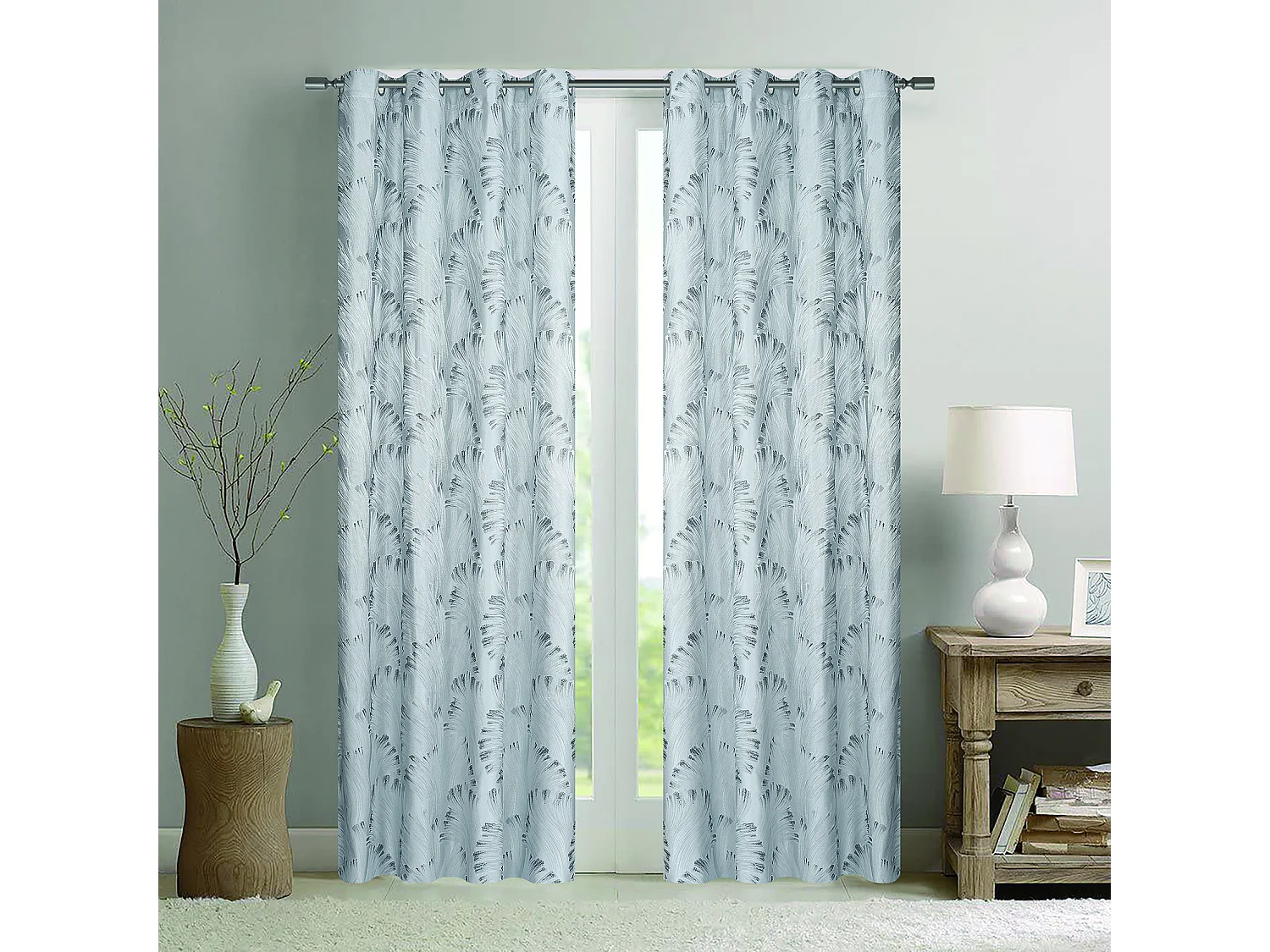 Par de cortinas jacquard tejido con relieve abstracto 140 x 260 cm