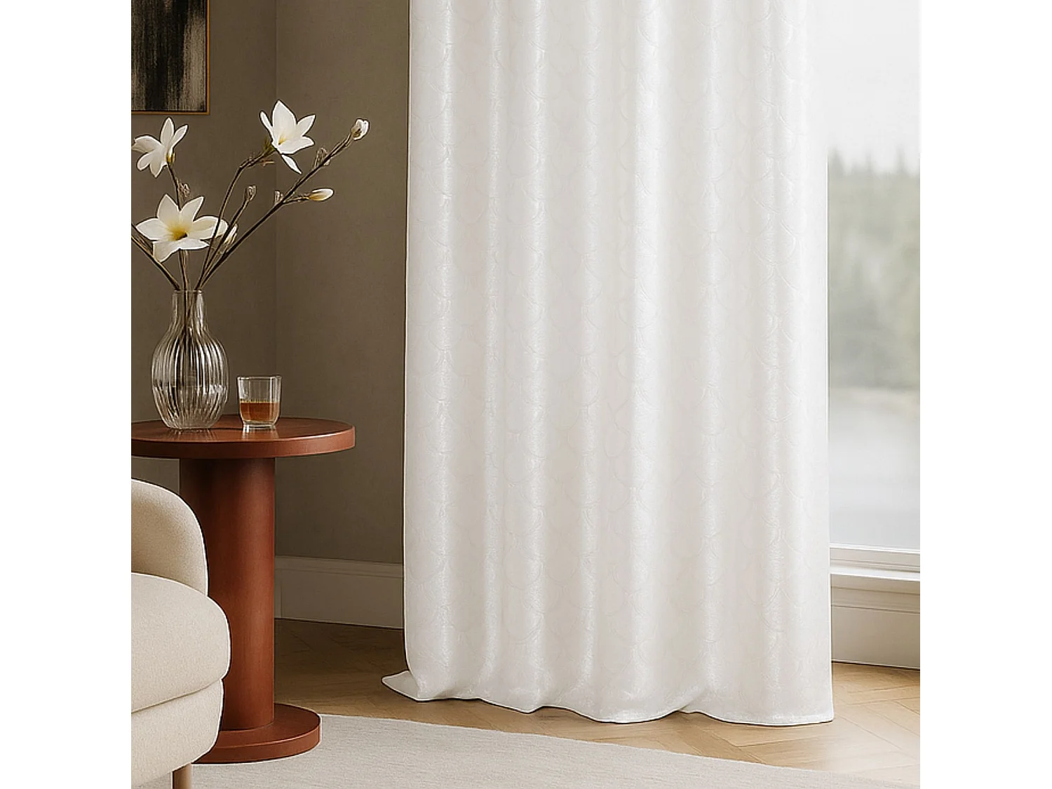 Cortina en shantung estampado escama 140 x 260 cm