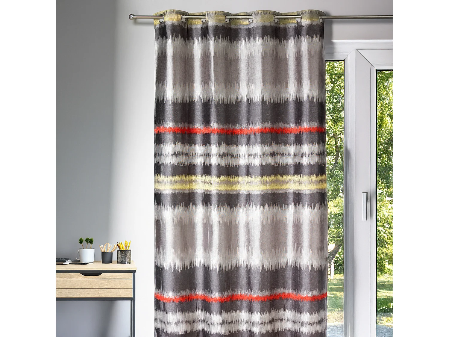 Rideau d'ameublement en jacquard style IKAT