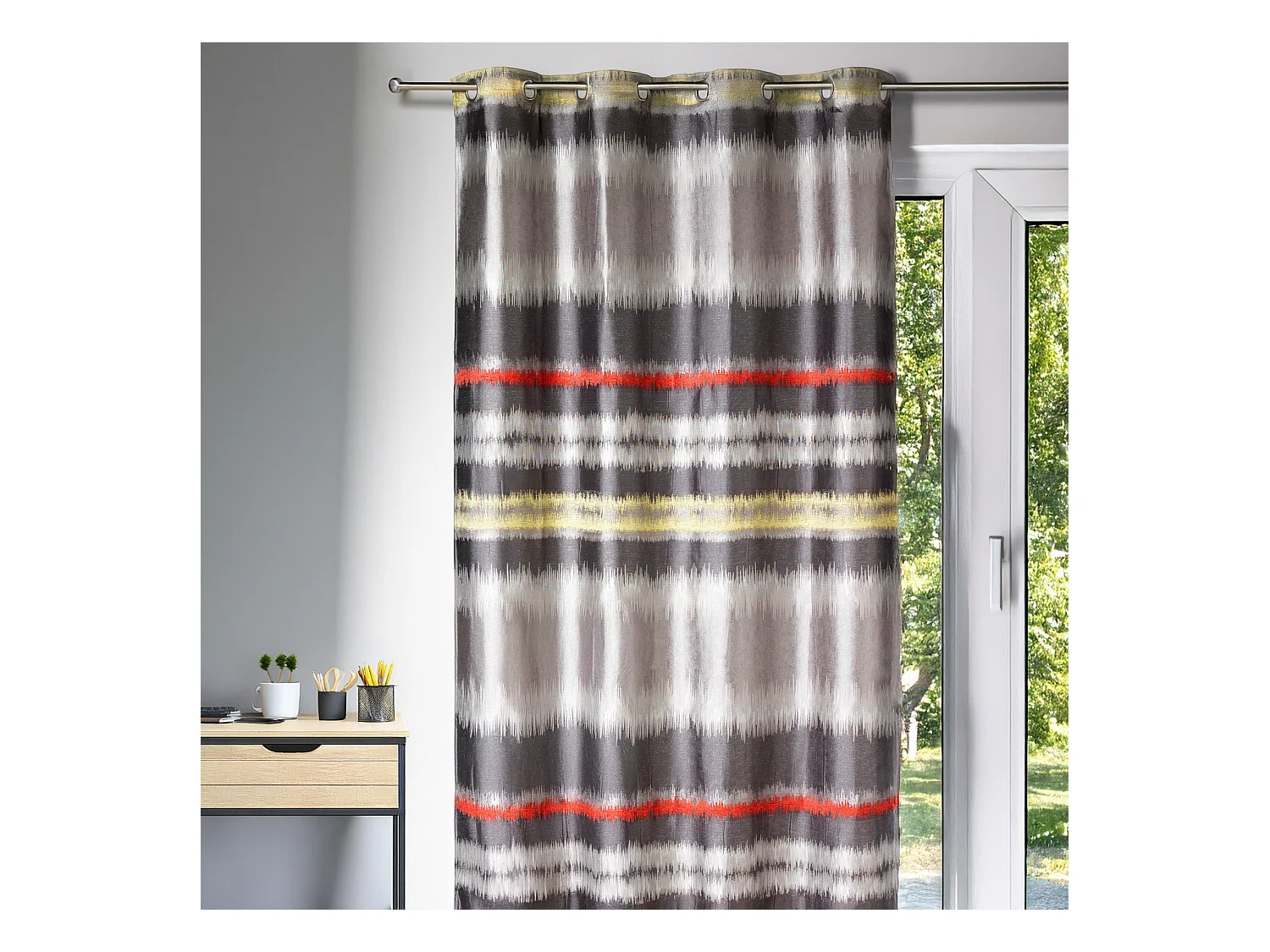 Rideau d'ameublement en jacquard style IKAT