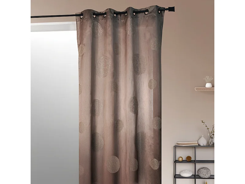 Cortina Topo Shantung Bordada 'Círculos Mezclados' 140 x 260 cm