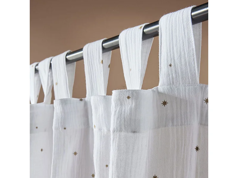 Vorhang mit Schlaufen und Sternen aus Baumwollvoile 140 x 240 cm