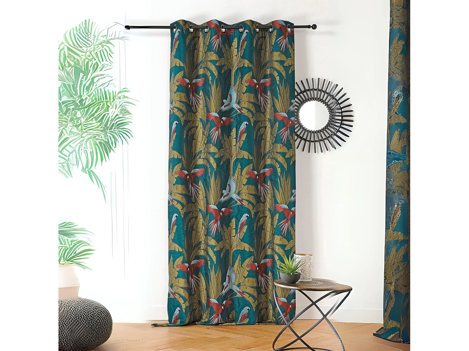 Rideau tamisant imprimé perroquet