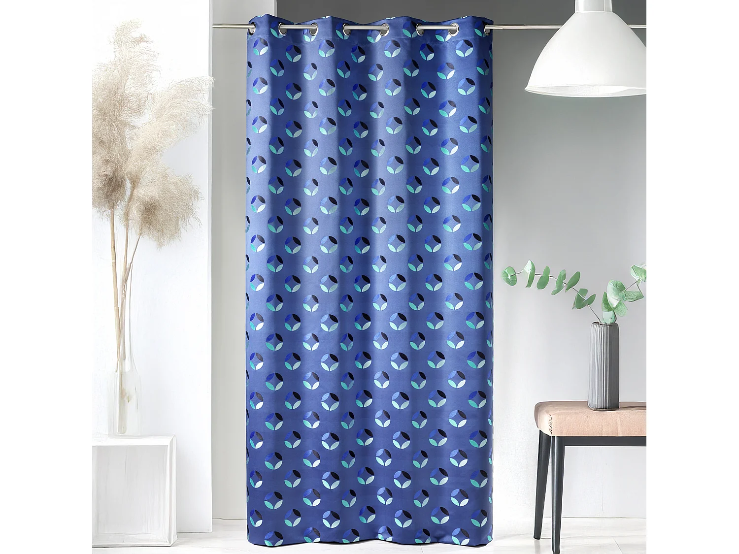 Cortina en jacquard estampados rosáceos 140 x 260 cm