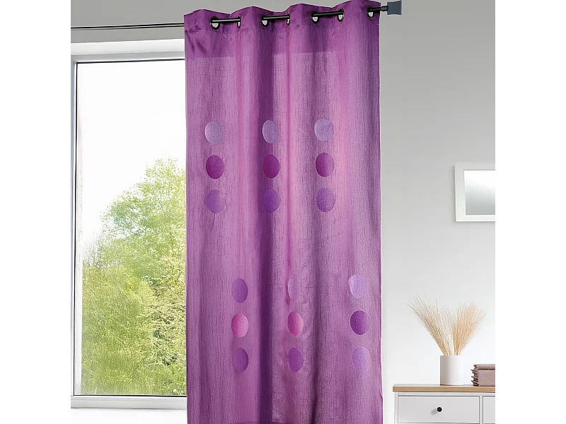 Cortina en tafetán shantung bordado grandes lunares 140 x 260 cm