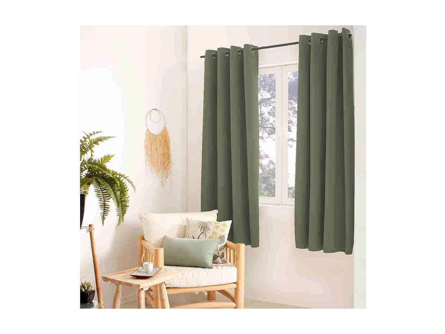 Rideau Thermique Occultant "Glacier" 135x180cm Vert Gris