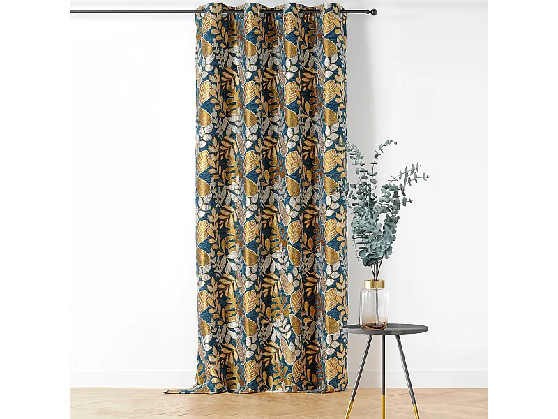 Ösenvorhang Vintage Pflanzenmotiv 140 x 250 cm