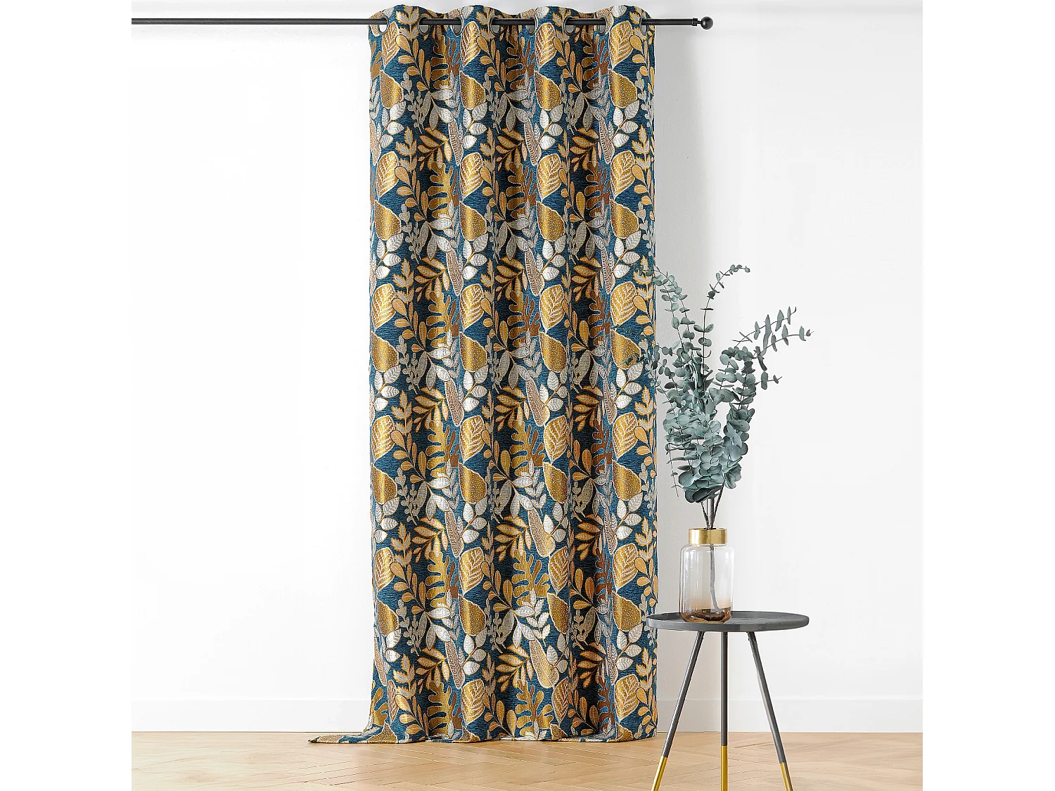 Ösenvorhang Vintage Pflanzenmotiv 140 x 250 cm