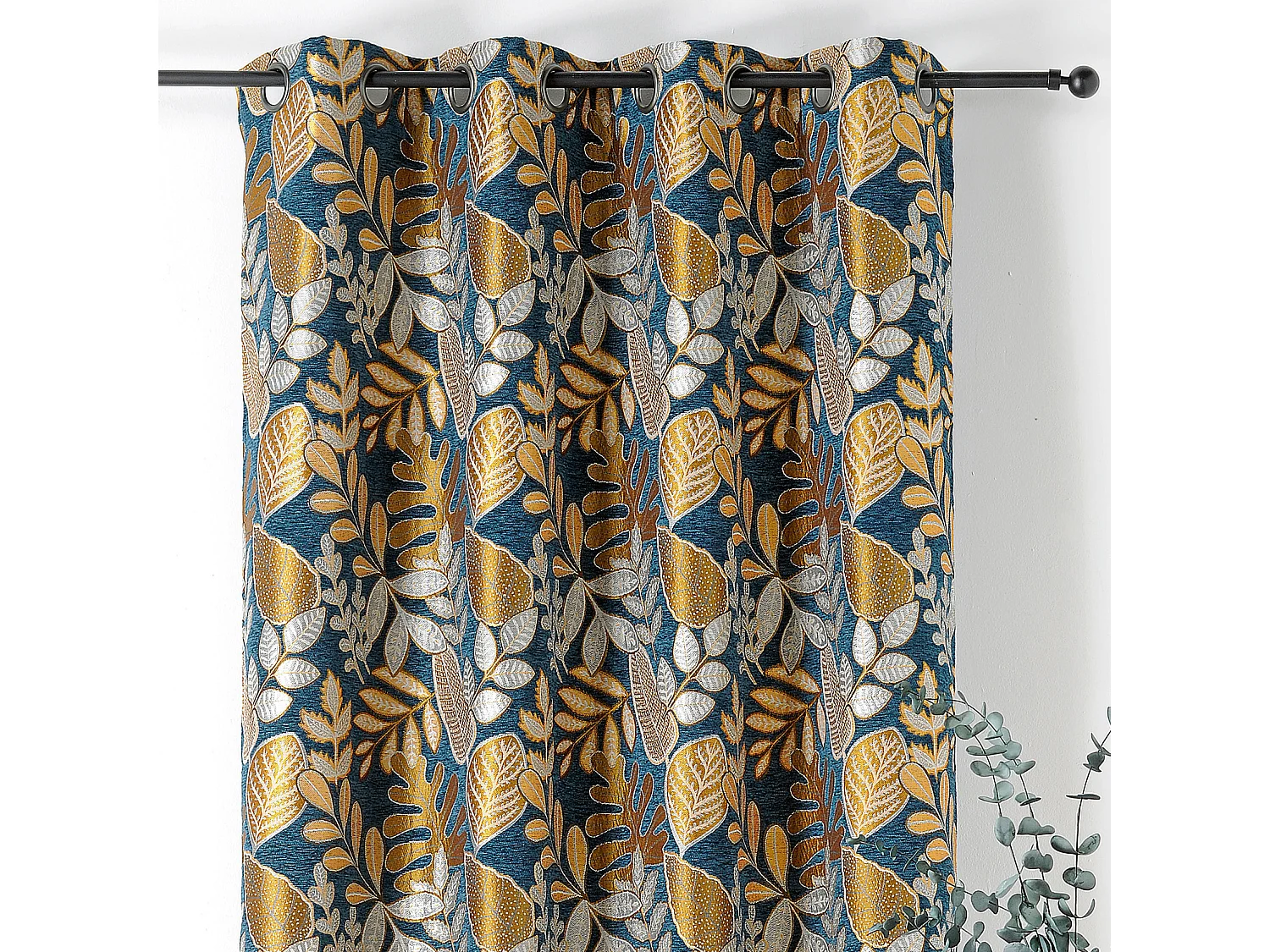 Ösenvorhang Vintage Pflanzenmotiv 140 x 250 cm