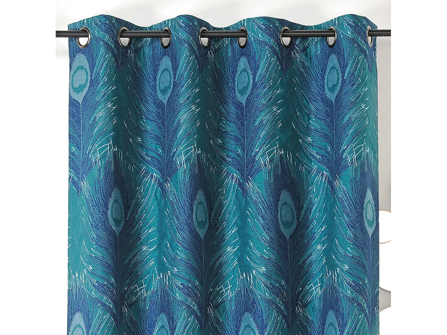 Cortina con estampado de plumas de pavo real 140 x 240 cm