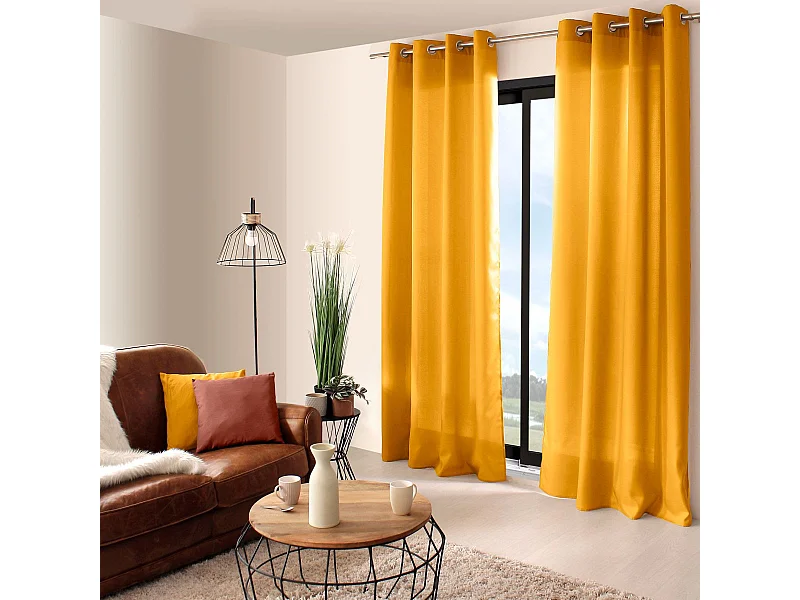 Rideau à Œillets Uni "Basic" 140x240cm Moutarde
