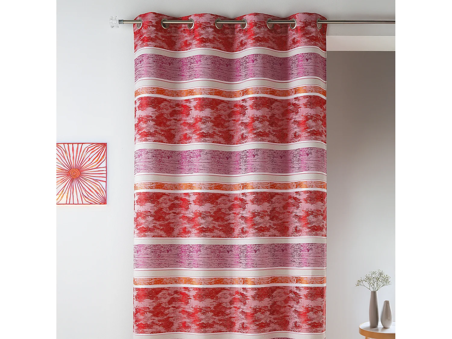 Cortina en jacquard a rayas horizontales 140 x 260 cm