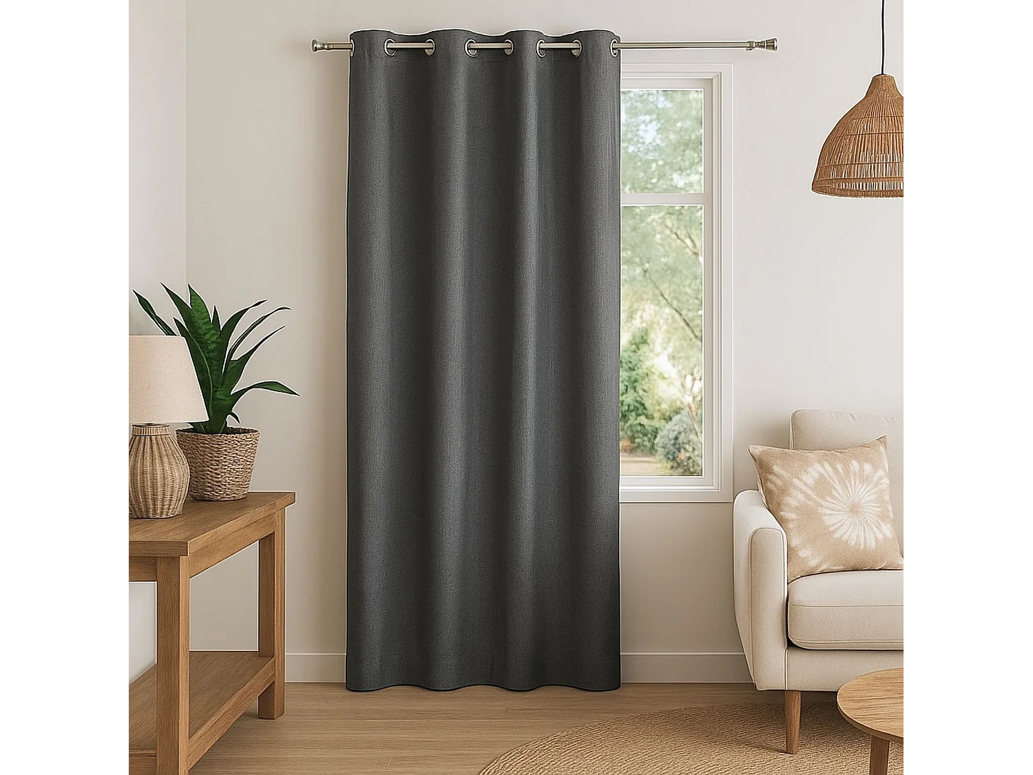 100% lichtdichte Unifarben Vorhang mit melierten Effekt 140 x 180 cm