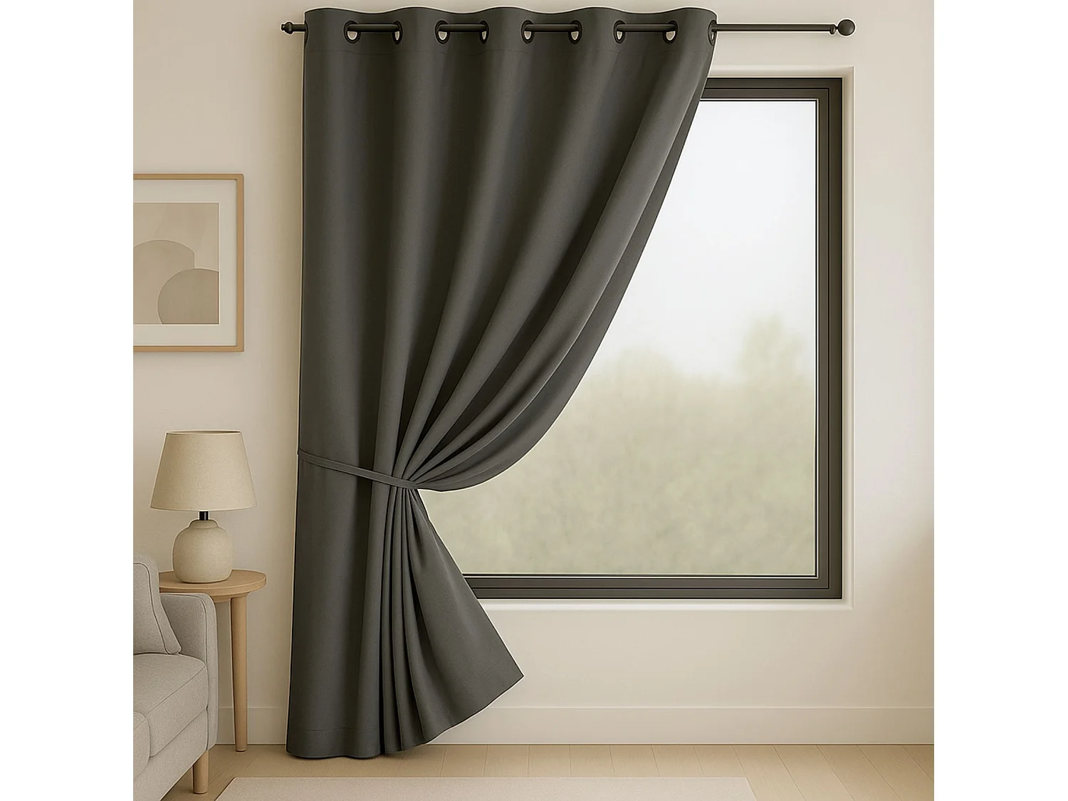 Vorhang 100% Verdunkelnd Flammhemmend M1 Feuerfest Grau 240 x 260 cm