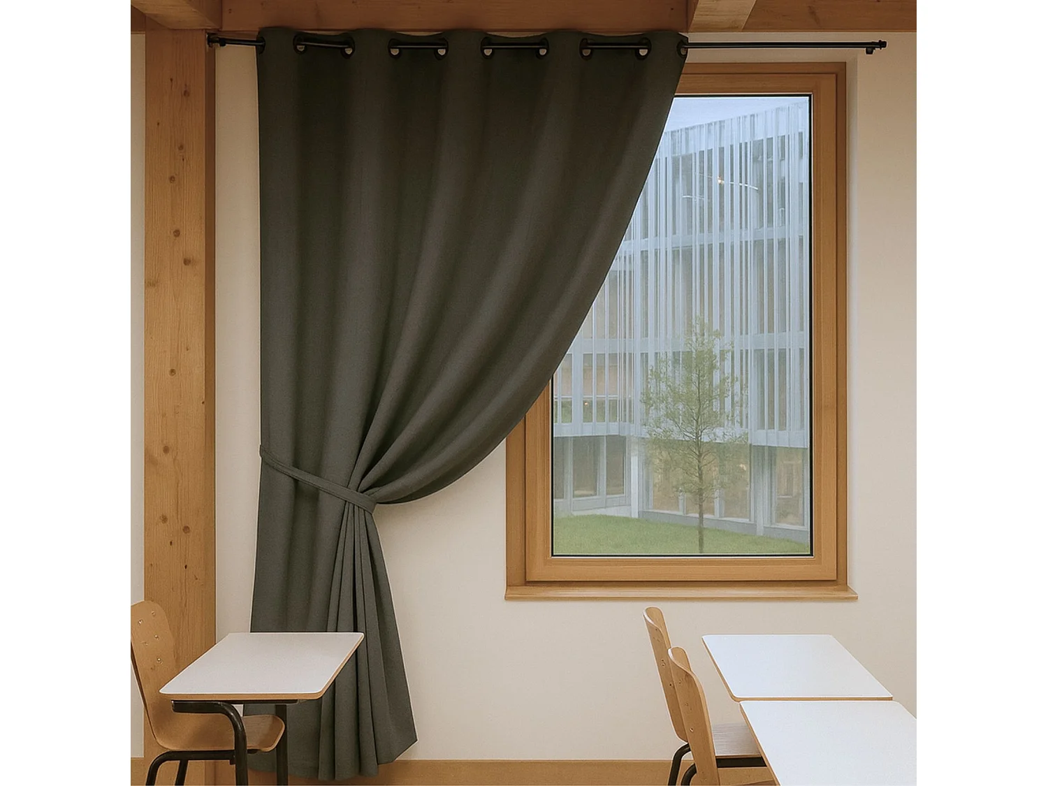 Vorhang 100% Verdunkelnd Flammhemmend M1 Feuerfest Grau 240 x 260 cm