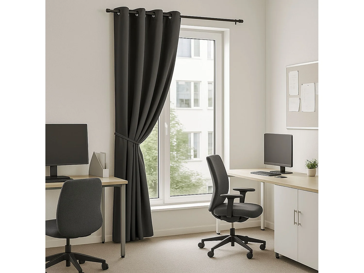 Vorhang 100% Verdunkelnd Flammhemmend M1 Feuerfest Grau 240 x 260 cm