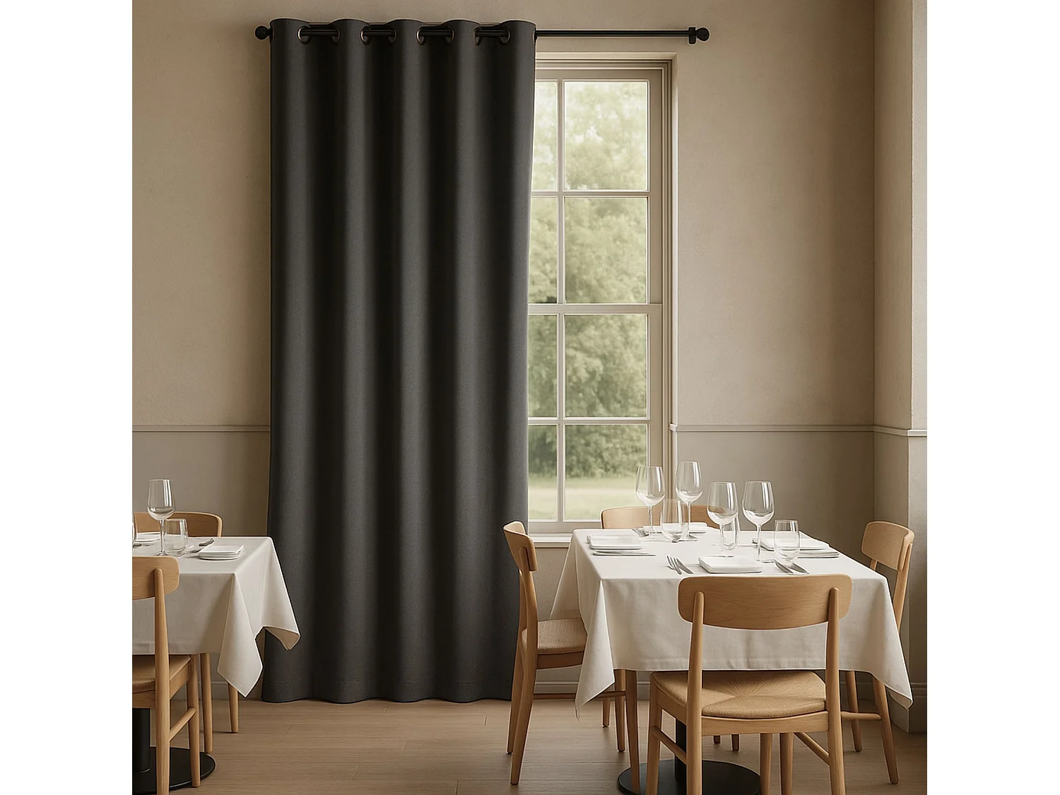 Vorhang 100% Verdunkelnd Flammhemmend M1 Feuerfest Grau 240 x 260 cm