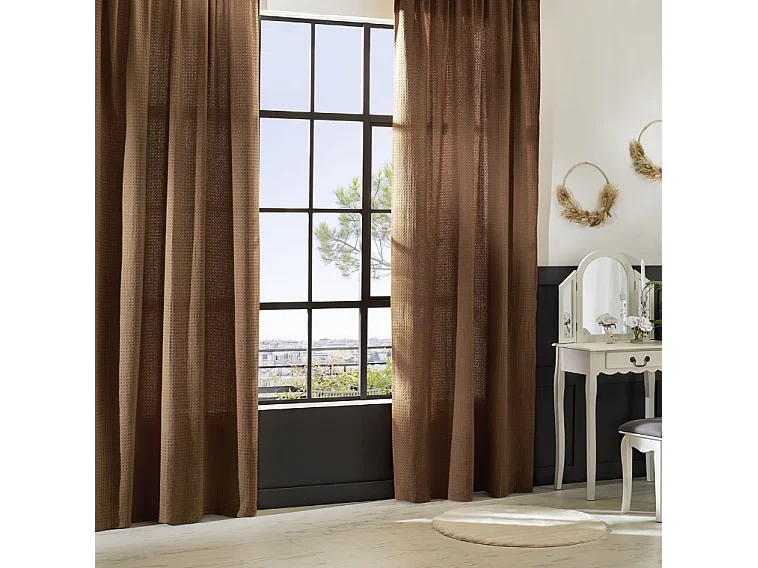 Rideau Nid d'Abeille "Widdy" 130x260cm Terracotta