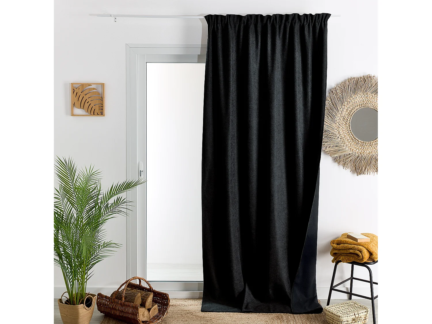 Rideau thermique phonique et semi occultant à galons fronceurs KONFOR