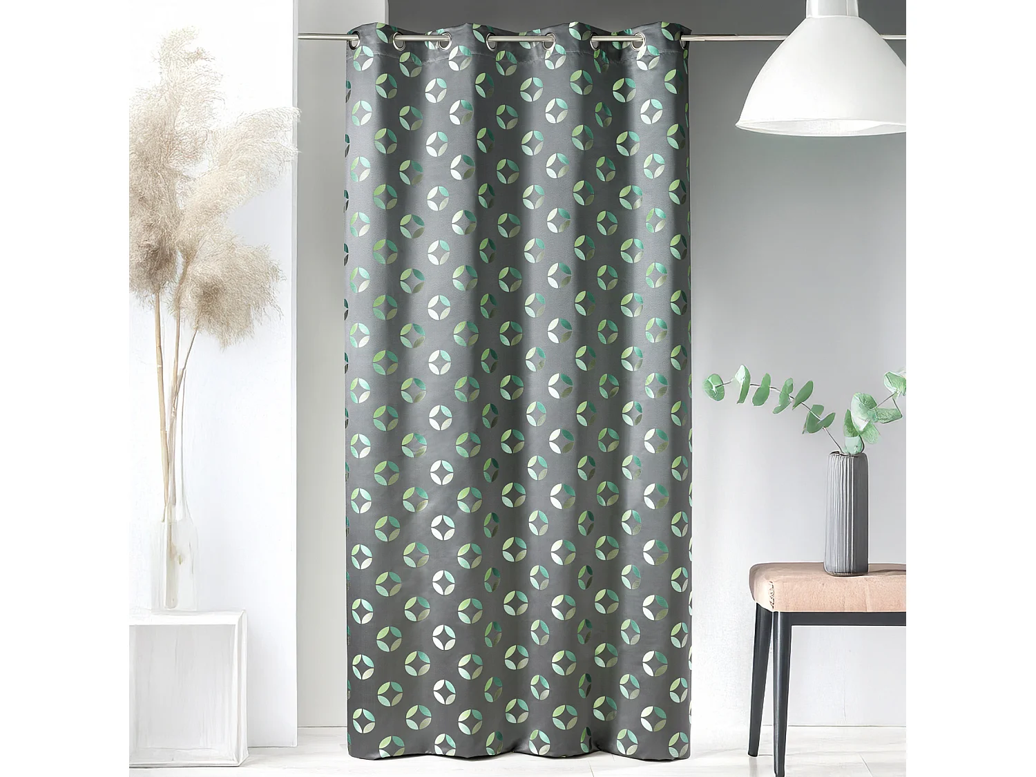 Cortina en jacquard estampados rosáceos 140 x 260 cm