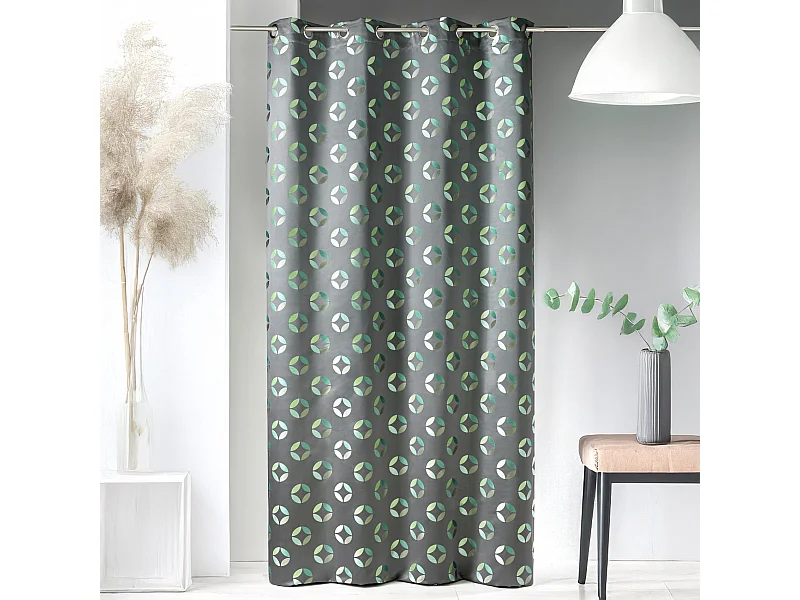 Cortina en jacquard estampados rosáceos 140 x 260 cm