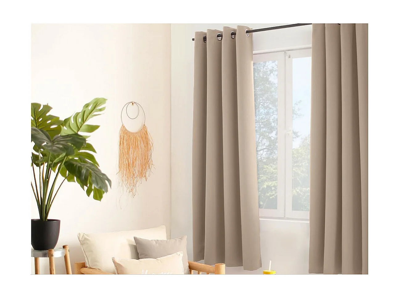 Cortina ocultante unida con 8 ollaos 140 x 180 cm