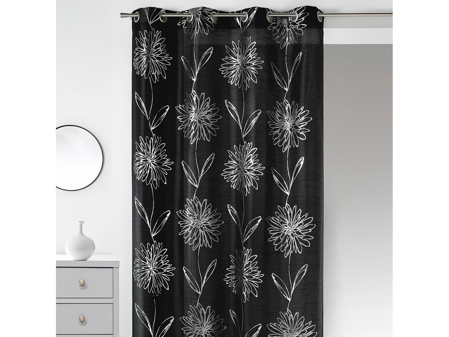 Cortina en Shantung Estampados metalizados Flor 140 x 260 cm