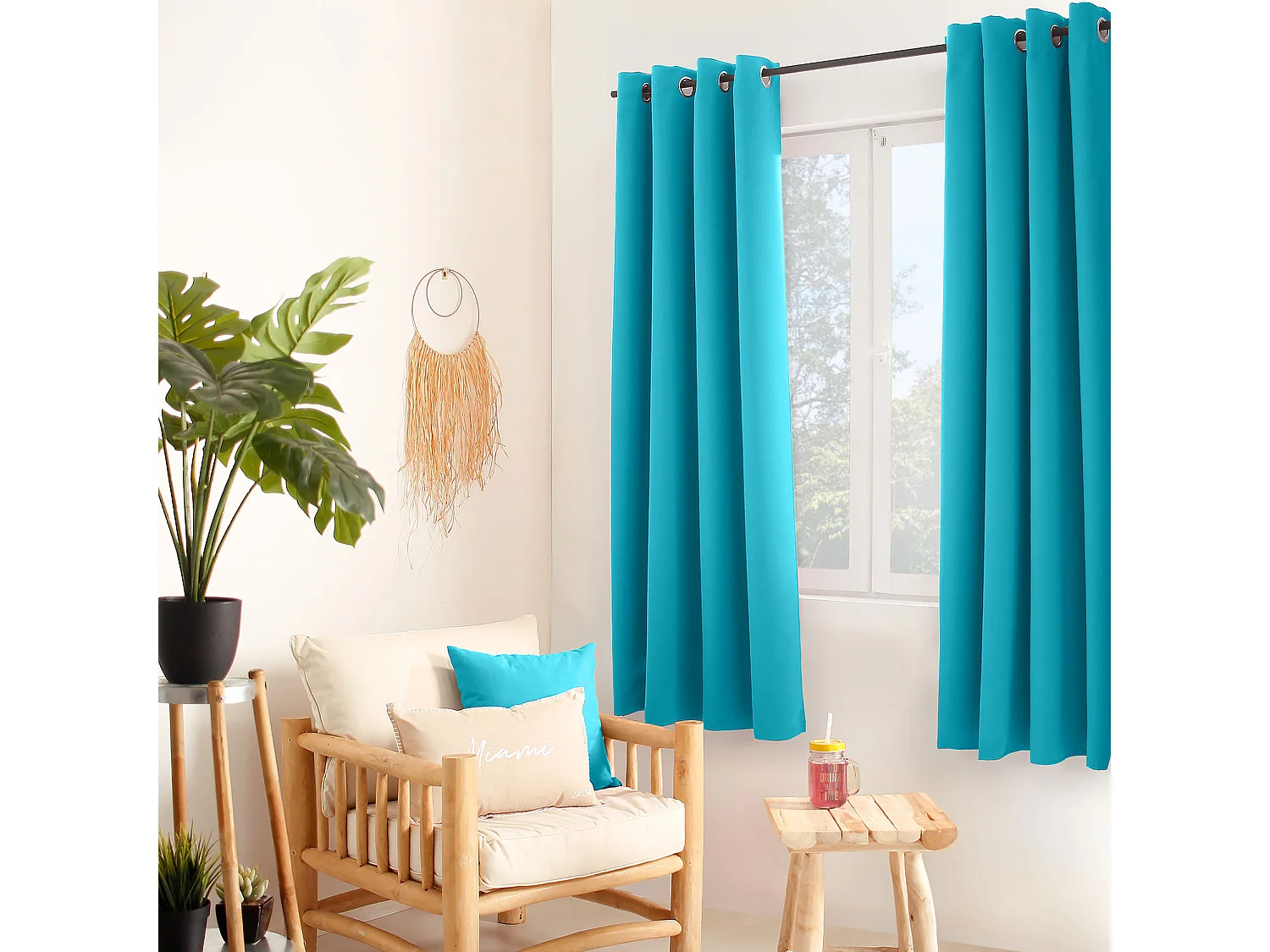 Cortina ocultante unida con 8 ollaos 140 x 180 cm