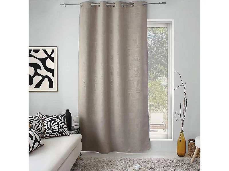 Rideau Occultant à Motifs Frappés "Signature" 140x240cm Naturel