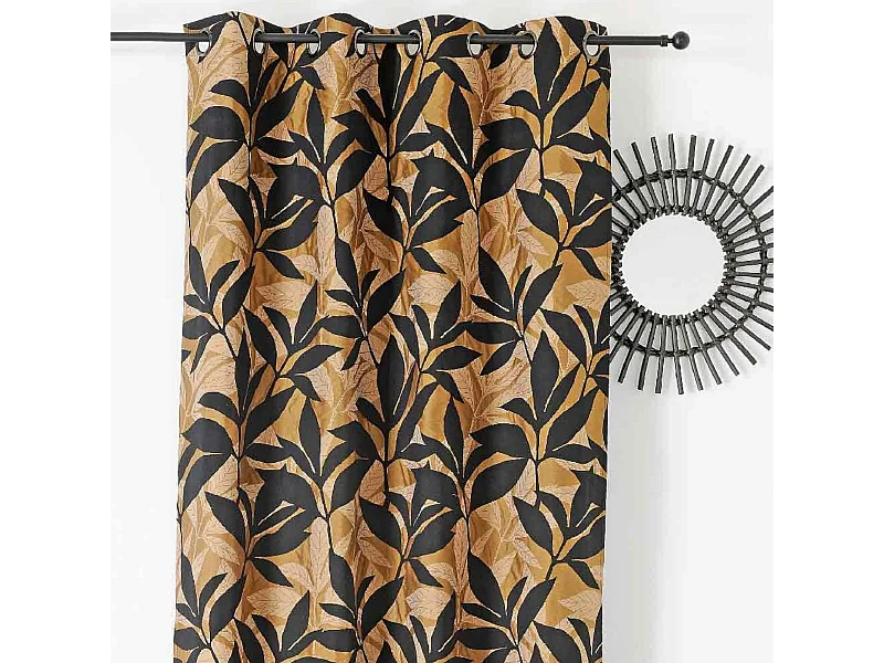 Cortina de tapicería con follaje exótico