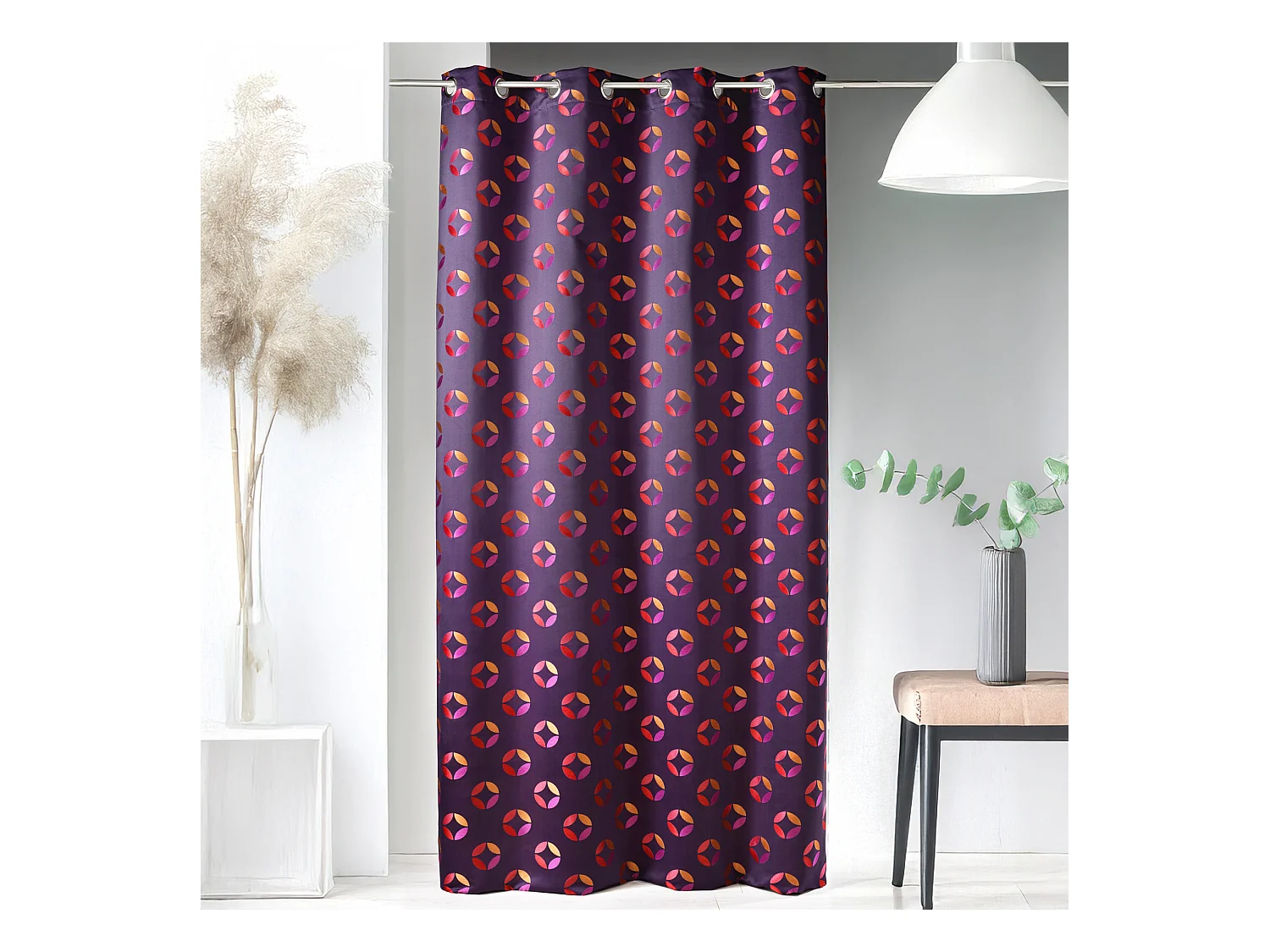 Rideau en jacquard à imprimés "rosace"