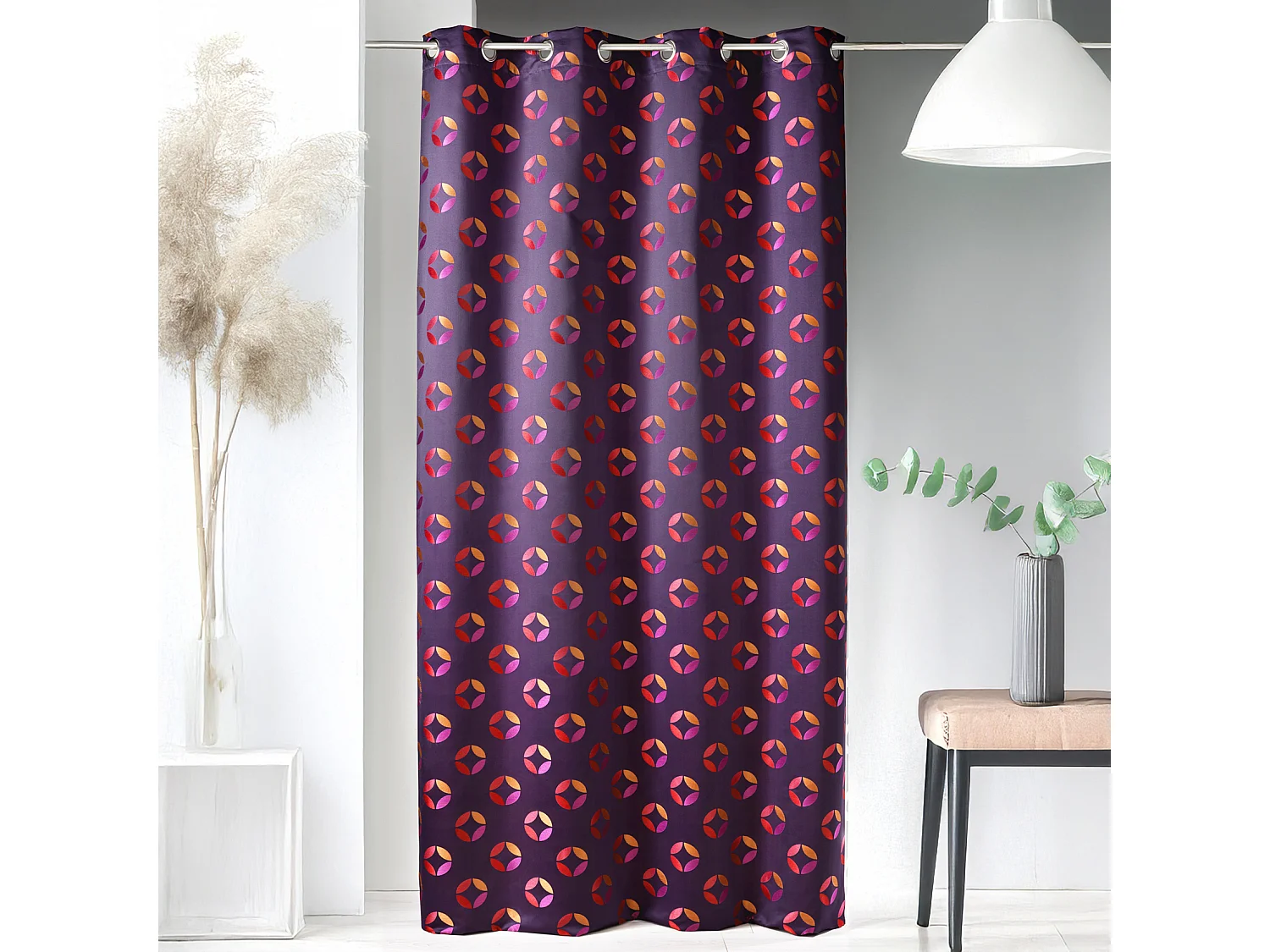 Cortina en jacquard estampados rosáceos 140 x 260 cm