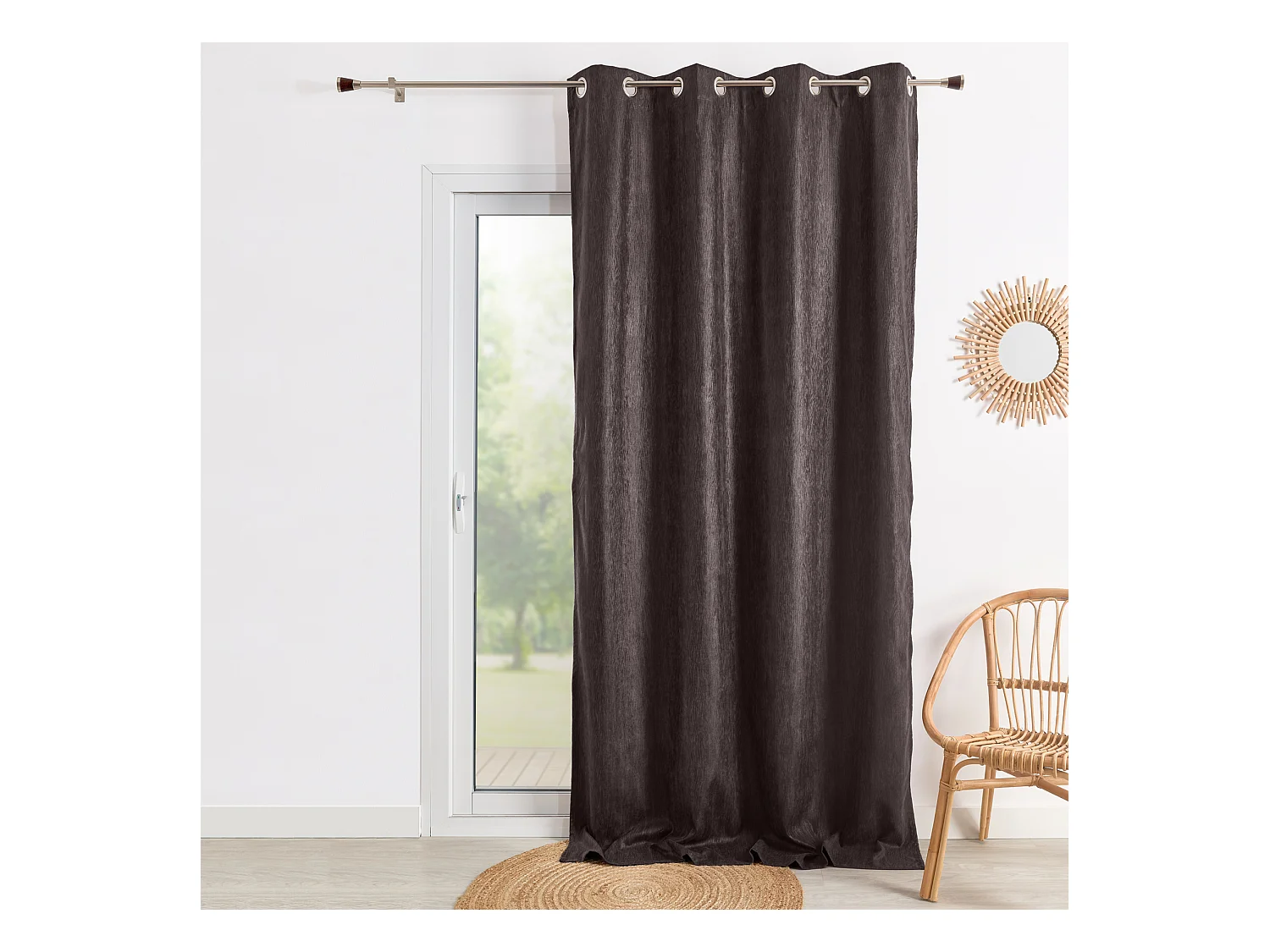 Double Rideau ameublement faux uni