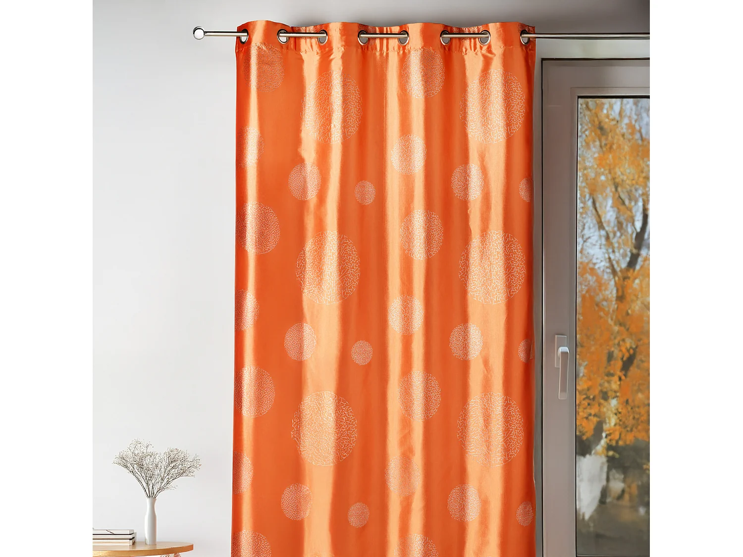 Cortina de mobiliario de tafetán estampada plata 140 x 260 cm