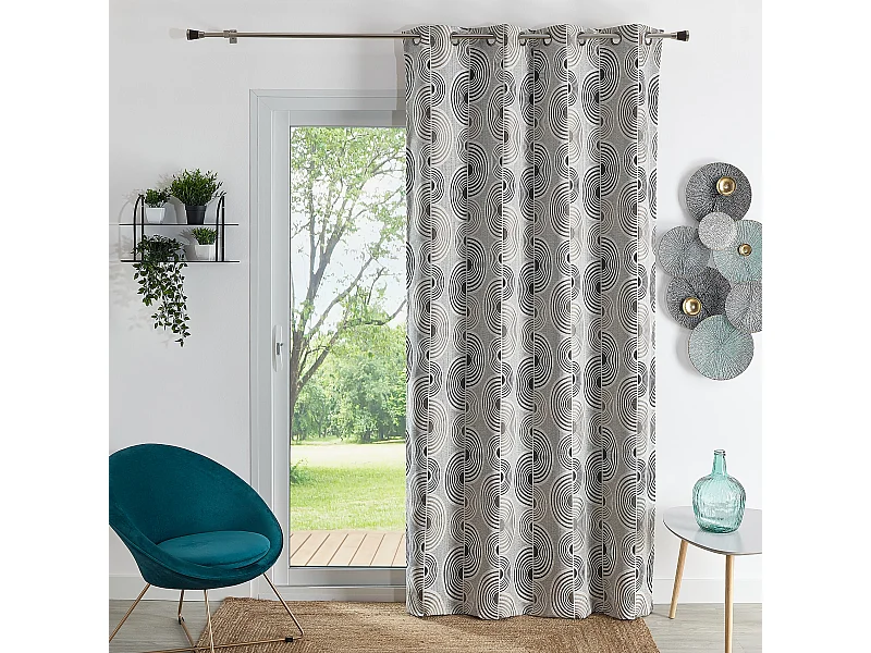 Cortina Jacquard con Motivo de Semicírculos 140 x 260 cm