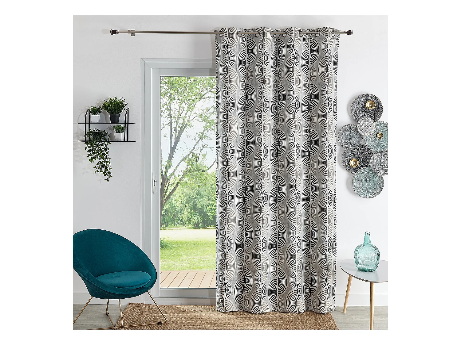 Rideau Jacquard Motif Demi-Cercles