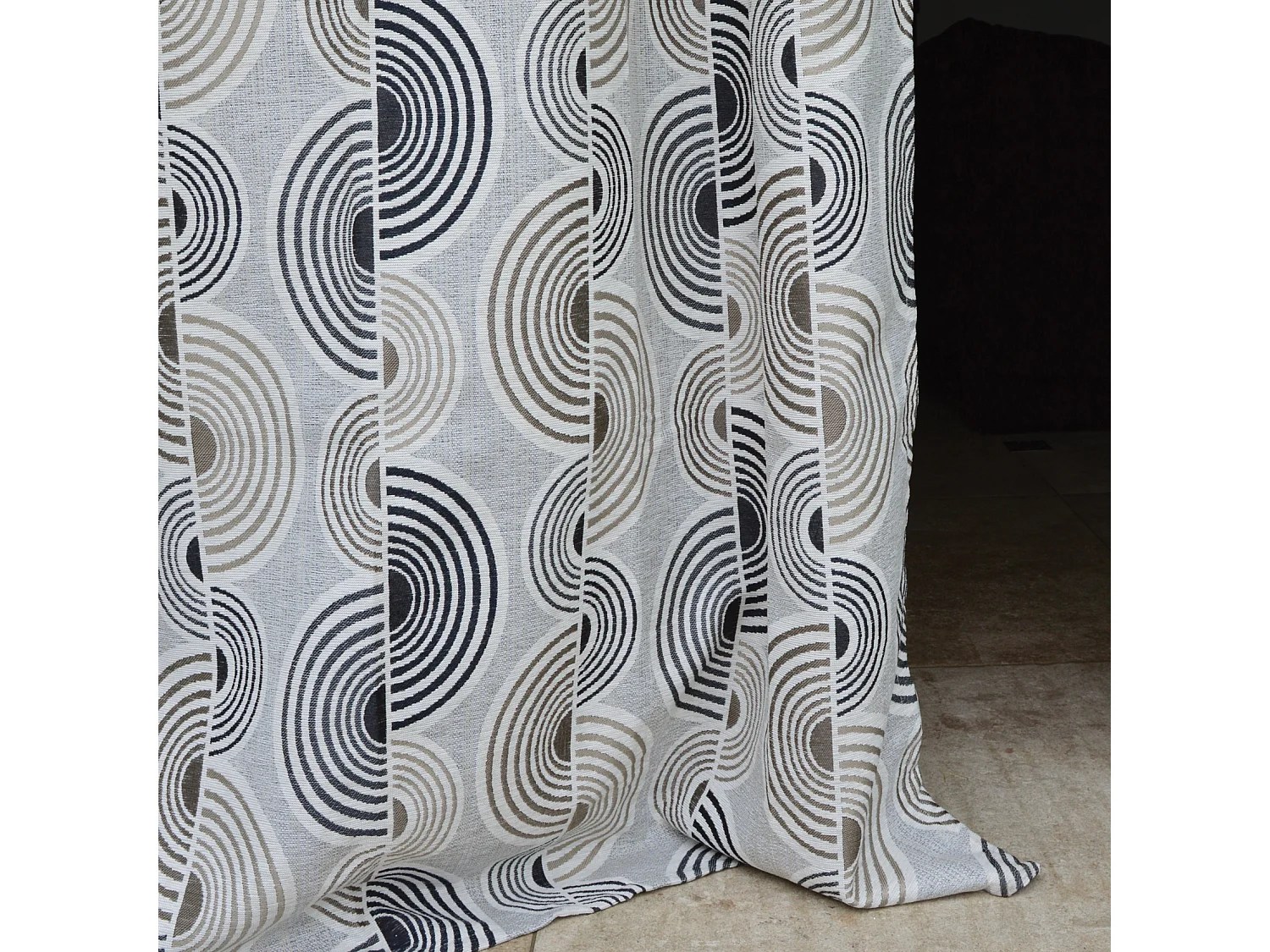 Cortina Jacquard con Motivo de Semicírculos 140 x 260 cm