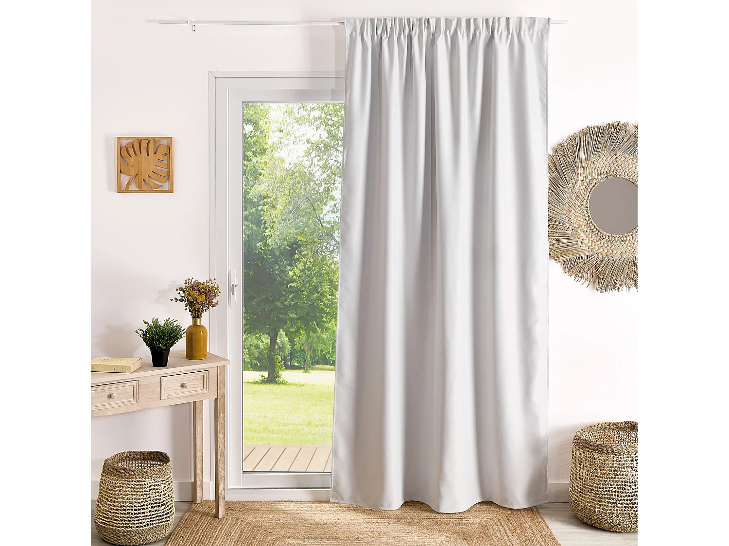 Verdunkelnder Gardinenvorhang mit Kräuselband, flammhemmend M1 Non Feu 140 x 180 cm