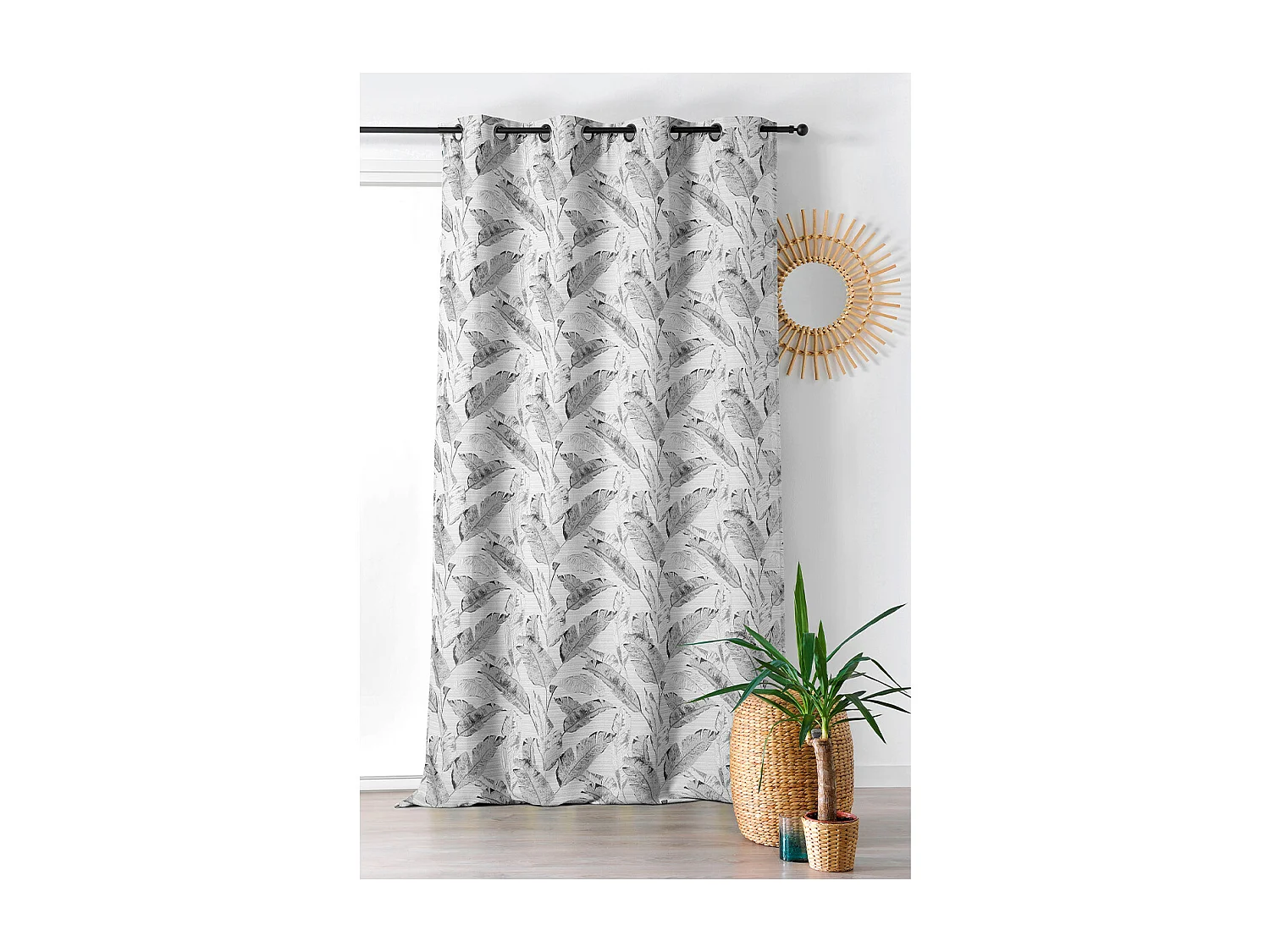 Cortina semi-opaca con motivo plumas 135 x 240 cm