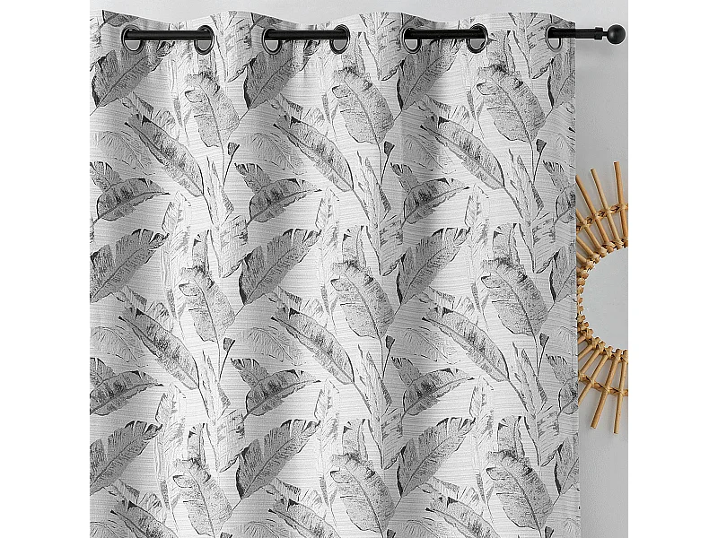 Cortina semi-opaca con motivo plumas 135 x 240 cm