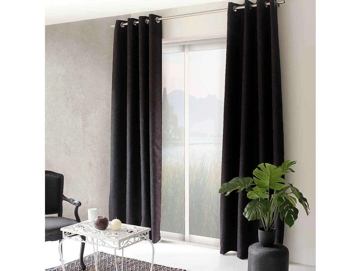 Cortina lisa opaca "trenzada" 140 x 240 cm