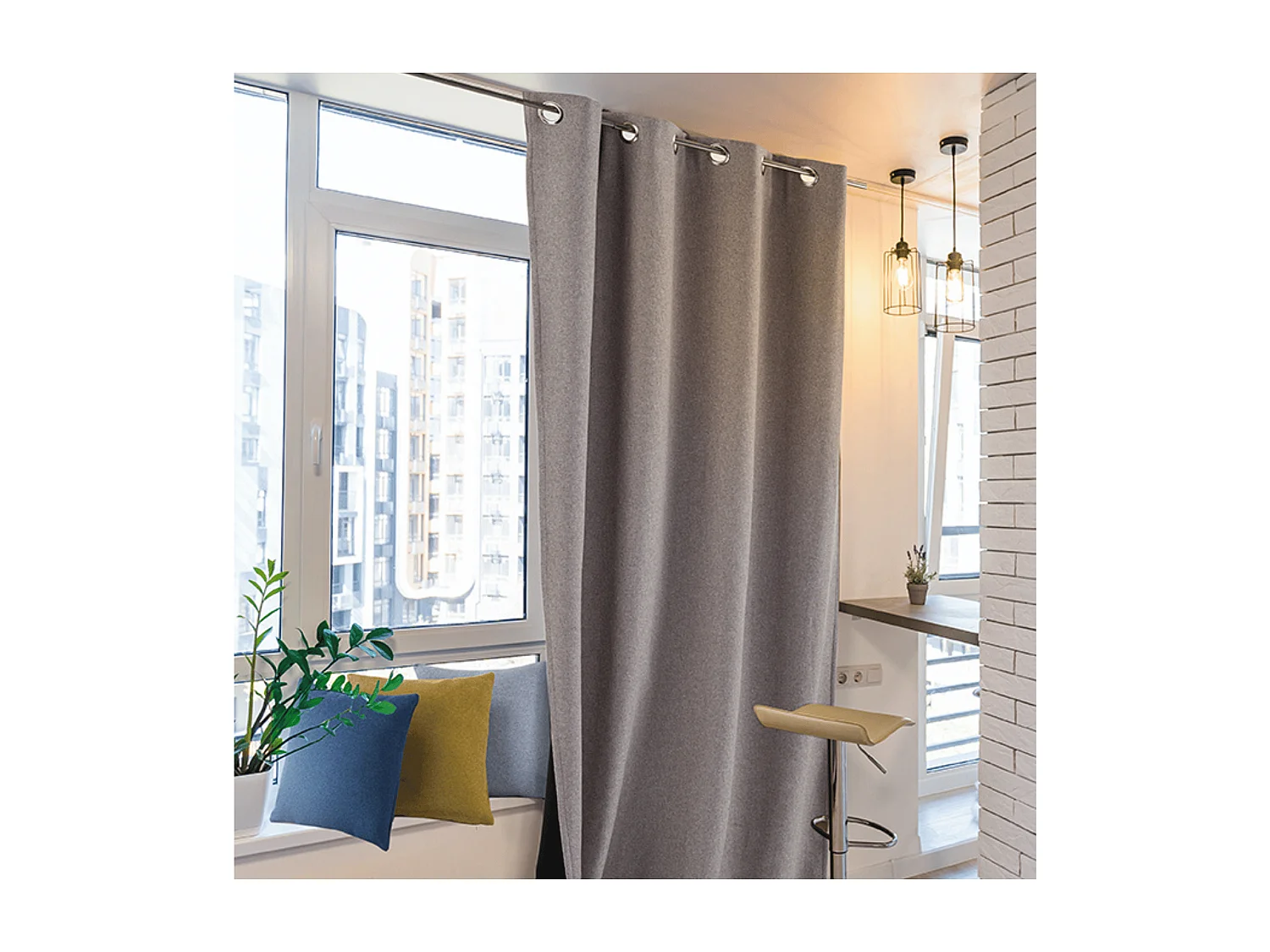 Rideau thermique à œillets avec doublure polaire