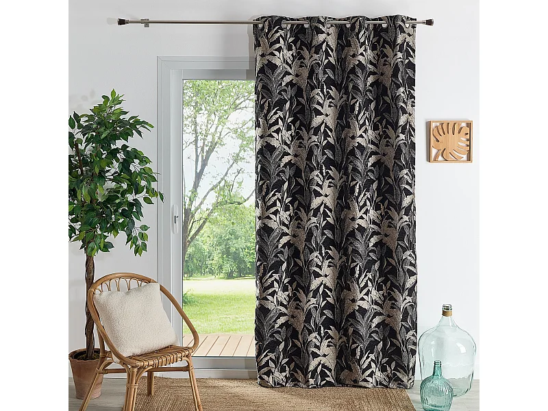 Cortina Jacquard con Motivo de Jungla 140 x 260 cm