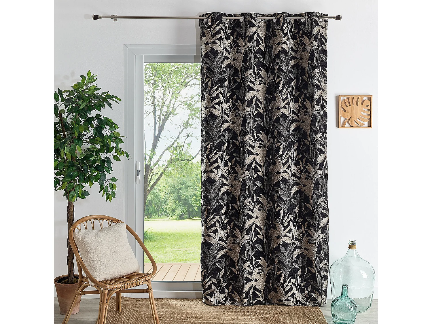 Cortina Jacquard con Motivo de Jungla 140 x 260 cm