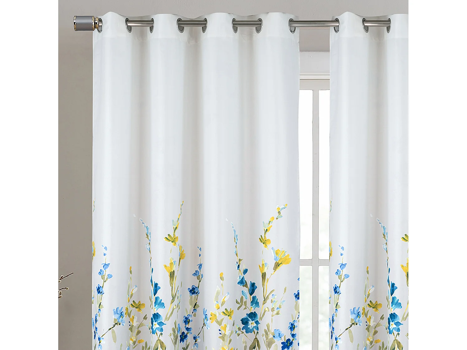 Paar Ösenvorhänge mit Multicolor-Blumenmuster 140 x 260 cm