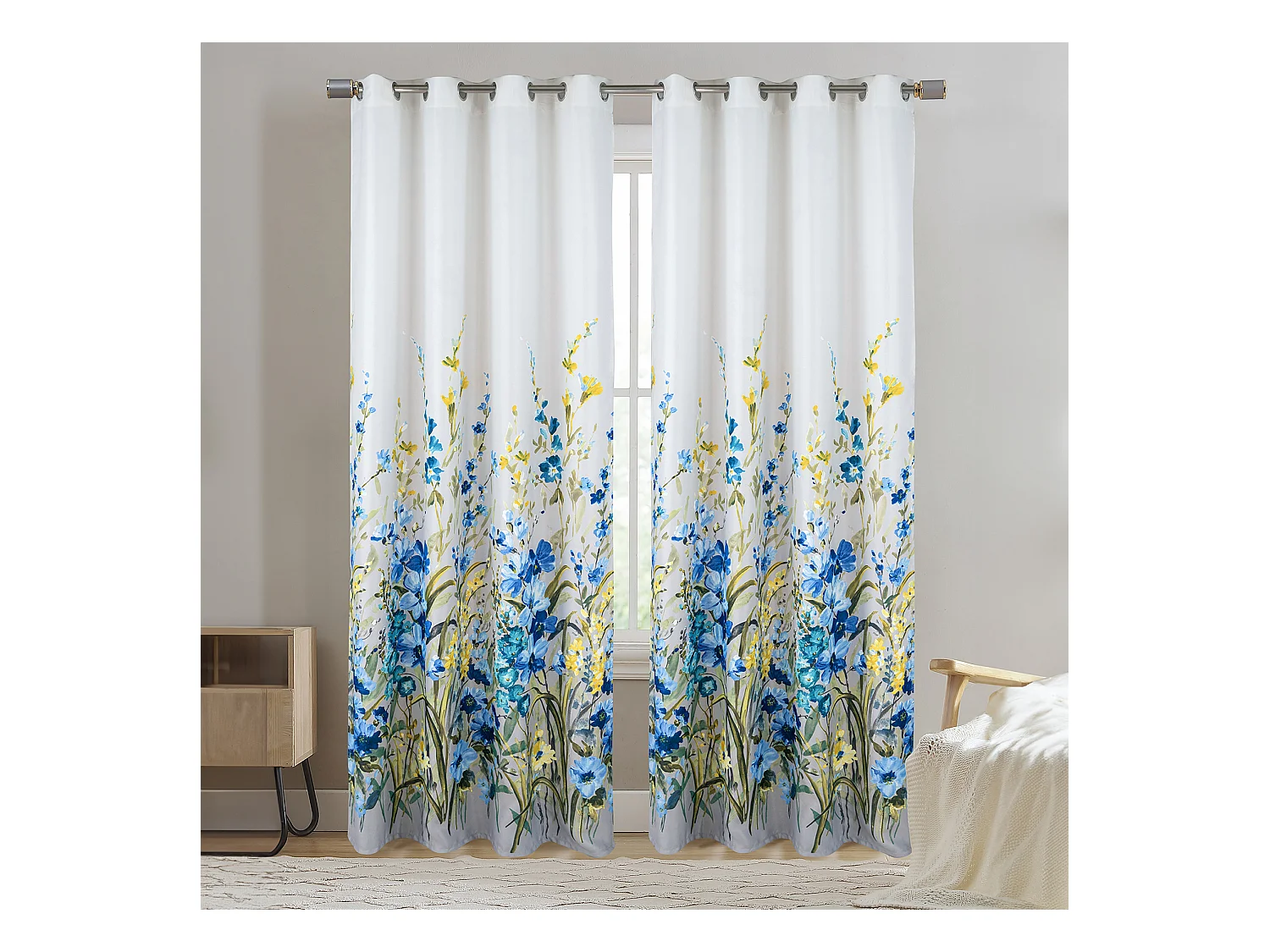 Paire de Rideaux  occultants motif floral