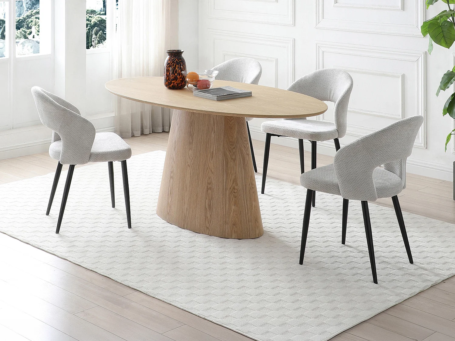 Ensemble table ANTELADA + 4 chaises NIYAMA - Naturel clair et gris
