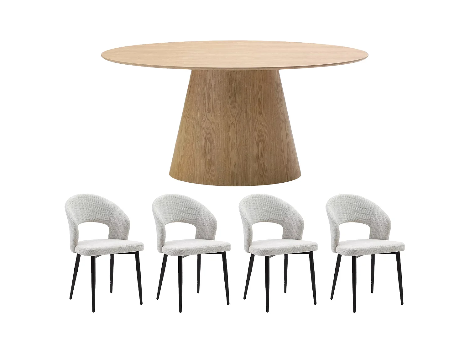 Ensemble table ANTELADA + 4 chaises NIYAMA - Naturel clair et gris