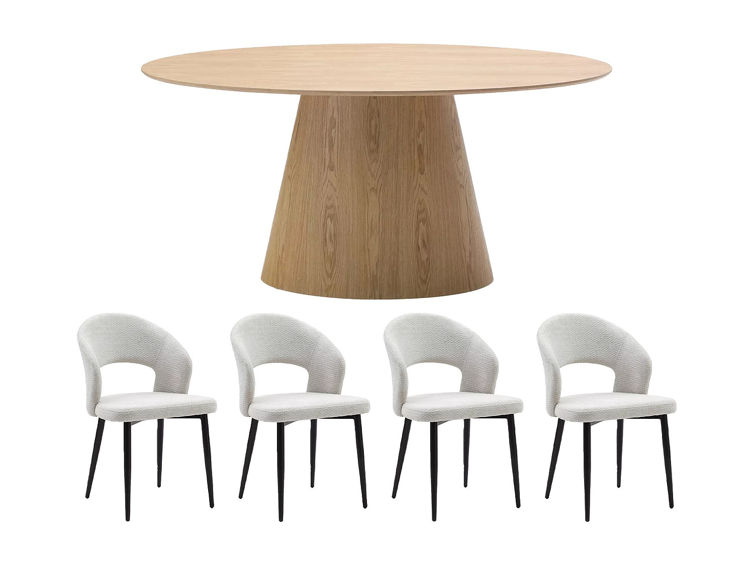 Set Tisch ANTELADA + 4 Stühle NIYAMA - Holzfarben hell & Grau günstig online kaufen