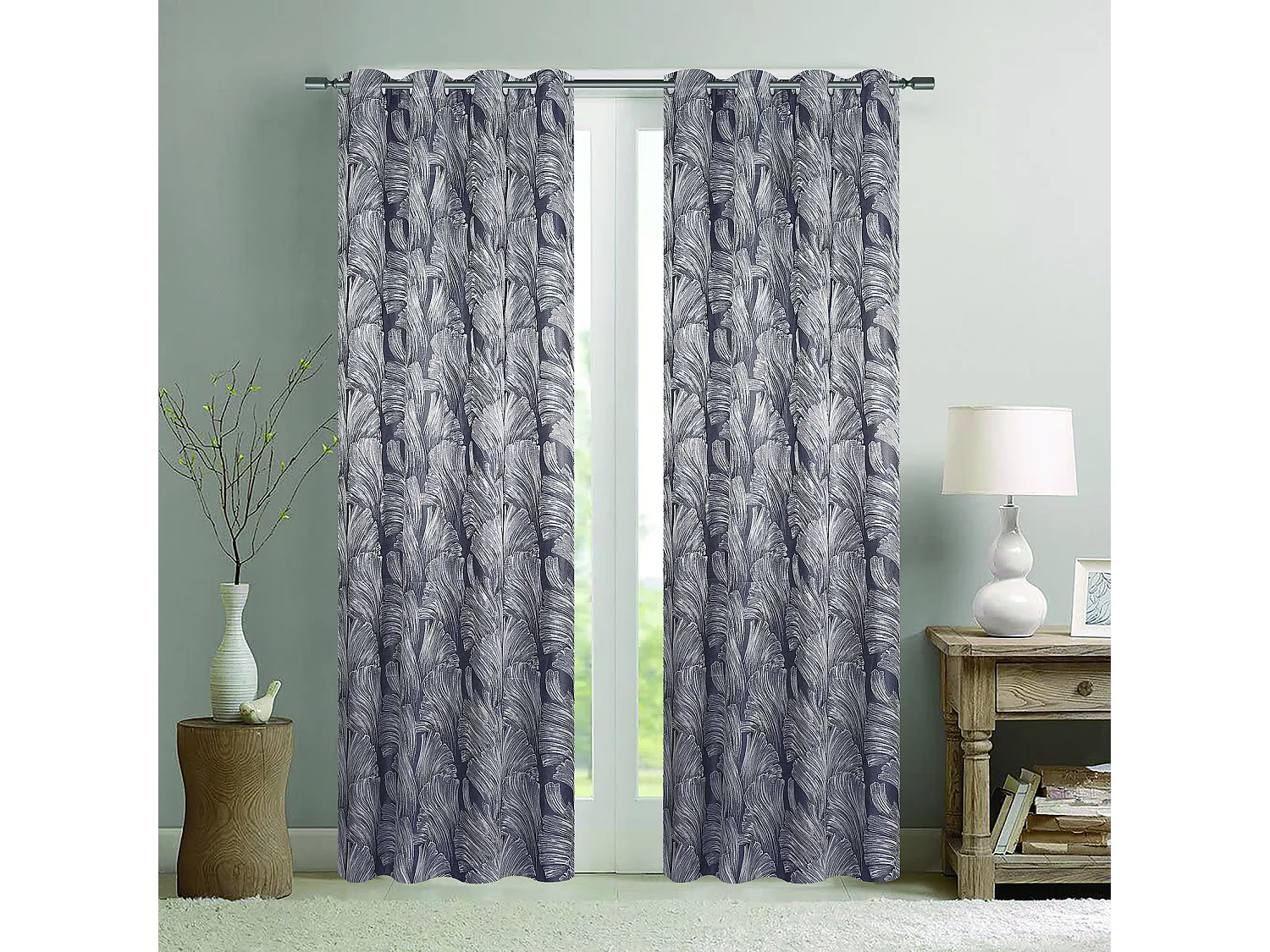 Par de cortinas jacquard tejido con relieve abstracto 140 x 260 cm